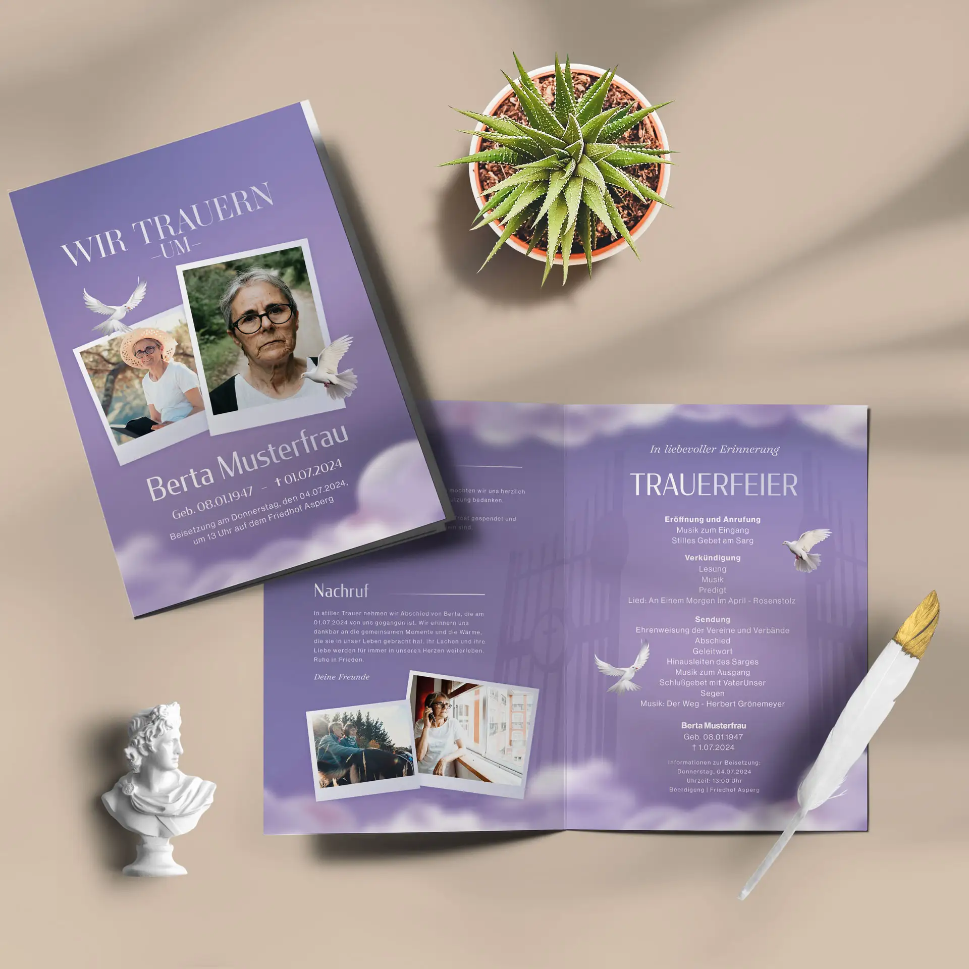 Danksagungskarten – Gestaltung durch Kuhn Bestattungen in Ludwigsburg Individuell gestaltete Danksagungskarte mit Fotos und Textbeispielen, erstellt von Kuhn Bestattungen. Unterstützende Gestaltung von Danksagungen für Traueranzeigen und Gedenkkarten im Raum Ludwigsburg und Stuttgart.